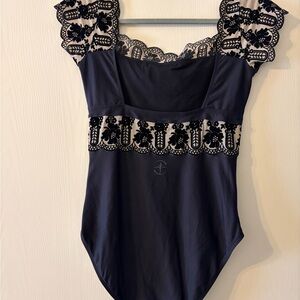 Black Romantic cap sleeve leotard
